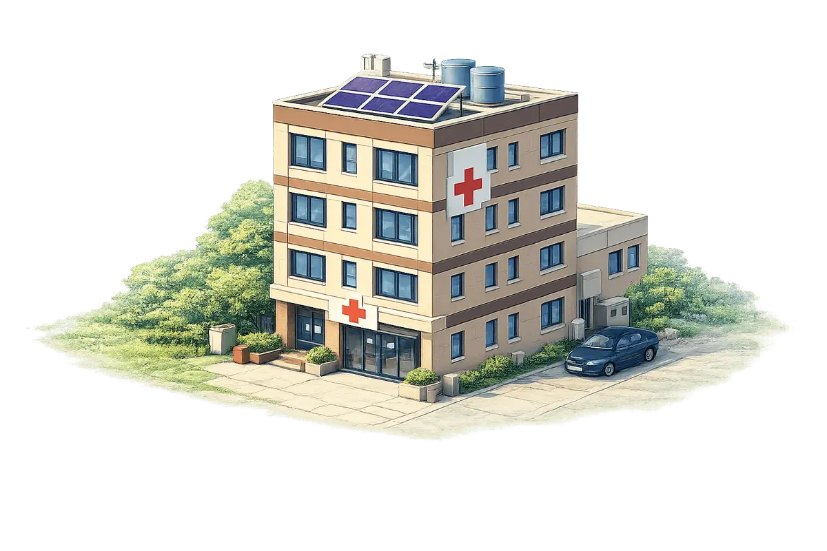 Hospital with Rooftop Solar Panels
