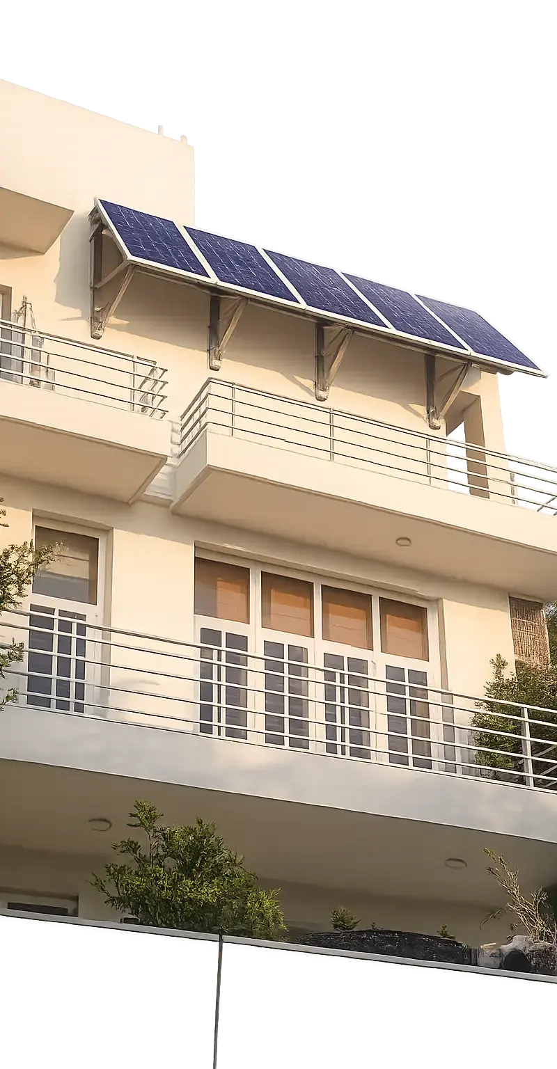 Balcony solar panels installed on apartment railing - daytime view — solar net metering bill example