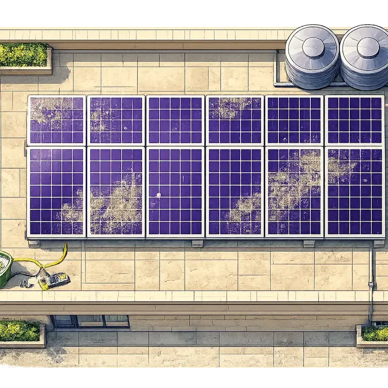 Dirty Solar Panels — Top-Down View