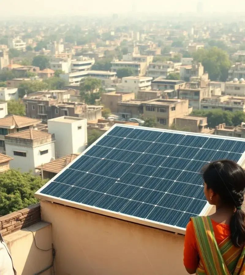 VNM vs group net metering vs community solar comparison for Delhi flats — shared solar plant on a Delhi rooftop